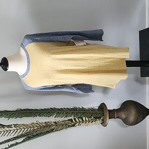 LuLaRoe Heathered Blue and Yellow Randy Raglan Tee‎ NWT